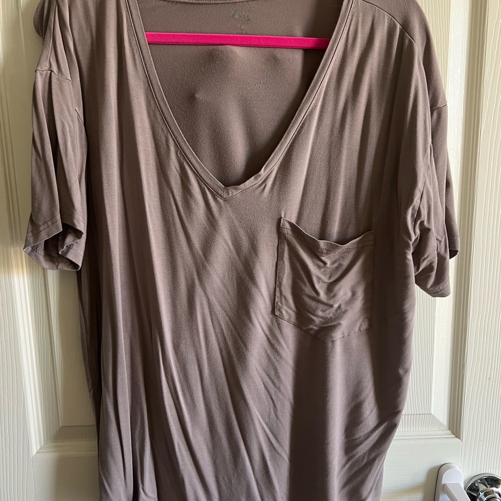 Women's Brown V-Neck Top